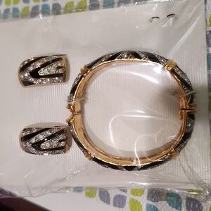 Gorgeous metal zebra design bracelet with matching earrings.